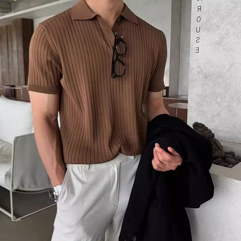 Fabedy เสื้อโปโลแฟชั่นของผู้ชายคนนี้ หลวมง่ายอินเทรนด์ และสบาย ๆ Men Clothing[6 สี, ไซส์ M-3XL]