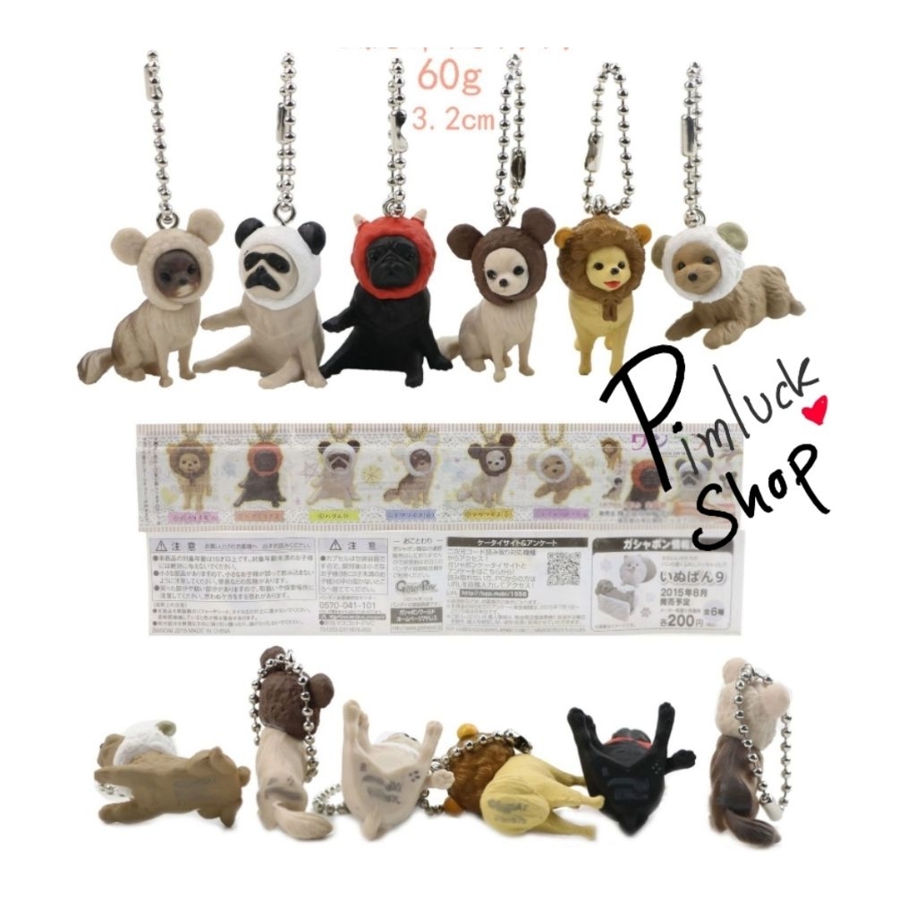 พร้อมส่ง พวงกุญแจ ตุ๊กตาน้องหมาตัวจิ๋ว กาชาปอง สุนัขชิวาว่า ปั๊ก pimluck