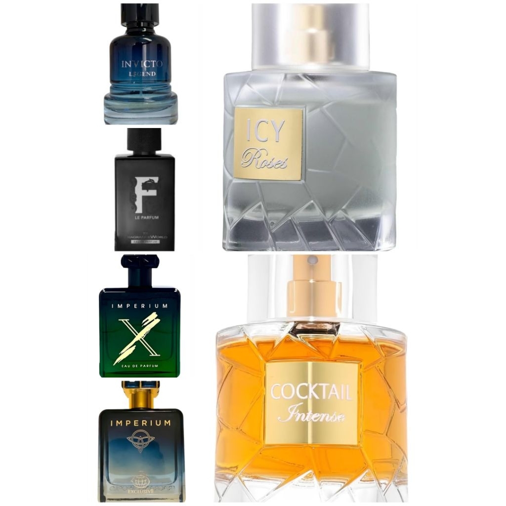 FRAGRANCE WORLD Cocktail Intense, Icy Rose, Invicto Legend, Imperium, F Le Parfum 2ml 5ml 10ml