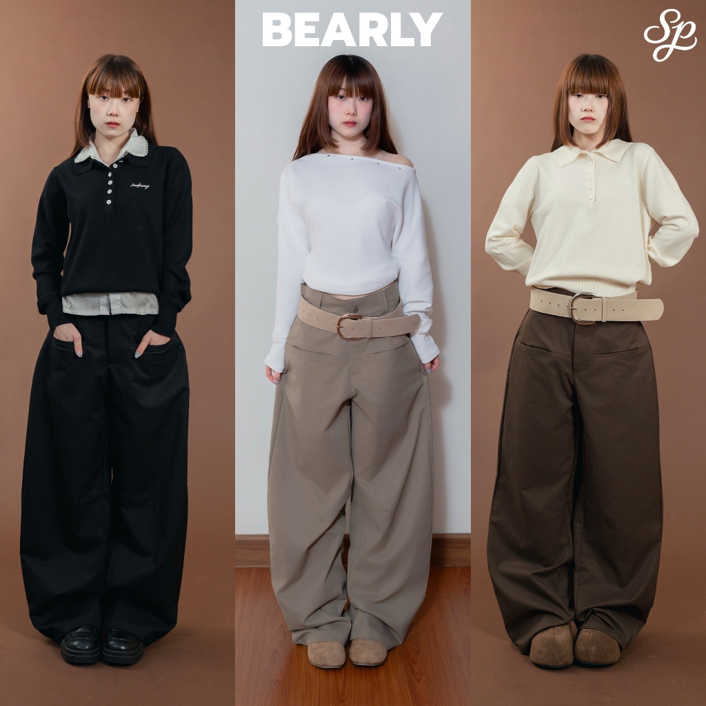 Bearly_SP110 กางเกงบาเรล กระเป๋าเจาะหน้า ทรงสวย ผ้า polyspapwill ใส่สบาย อยู่ทรง