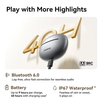 [ ประกันศูนย์ไทย ] Baseus Bowie MC2 / MC1 Pro หูฟัง Clip-on ใส่สบายรองรับ Hi-res แบตอึด กันน้ำ IP57