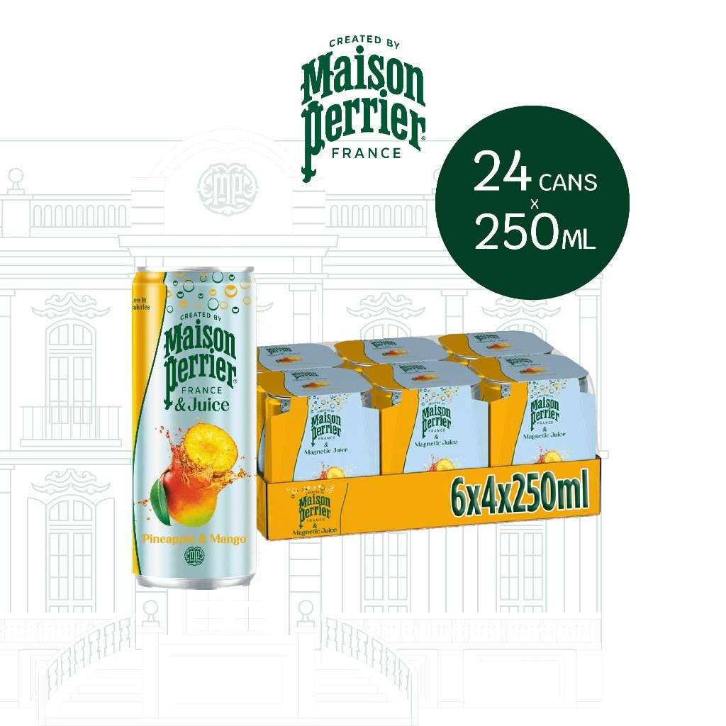 Maison Perrier Magnetic Juice Pineapple&Mango 250 ml. 24 can น้ำผลไม้รสรสสับปะรดและมะม่วง 250 มล. 24 กระป๋อง