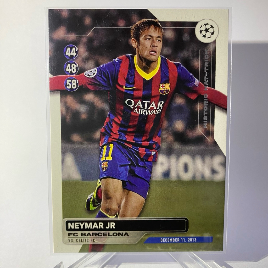 การ์ดนักฟุตบอล NEYMAR JR., BARCELONA, HISTORIC HAT-TRICK, TOPPS 2024, (December 11, 2013)
