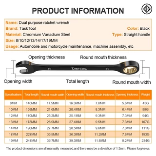 TASKTOOL ชุดประแจ ประแจแหวนข้าง ประแจแหวนข้างปากตาย 8-24mm แข็งแรง ทนทาน