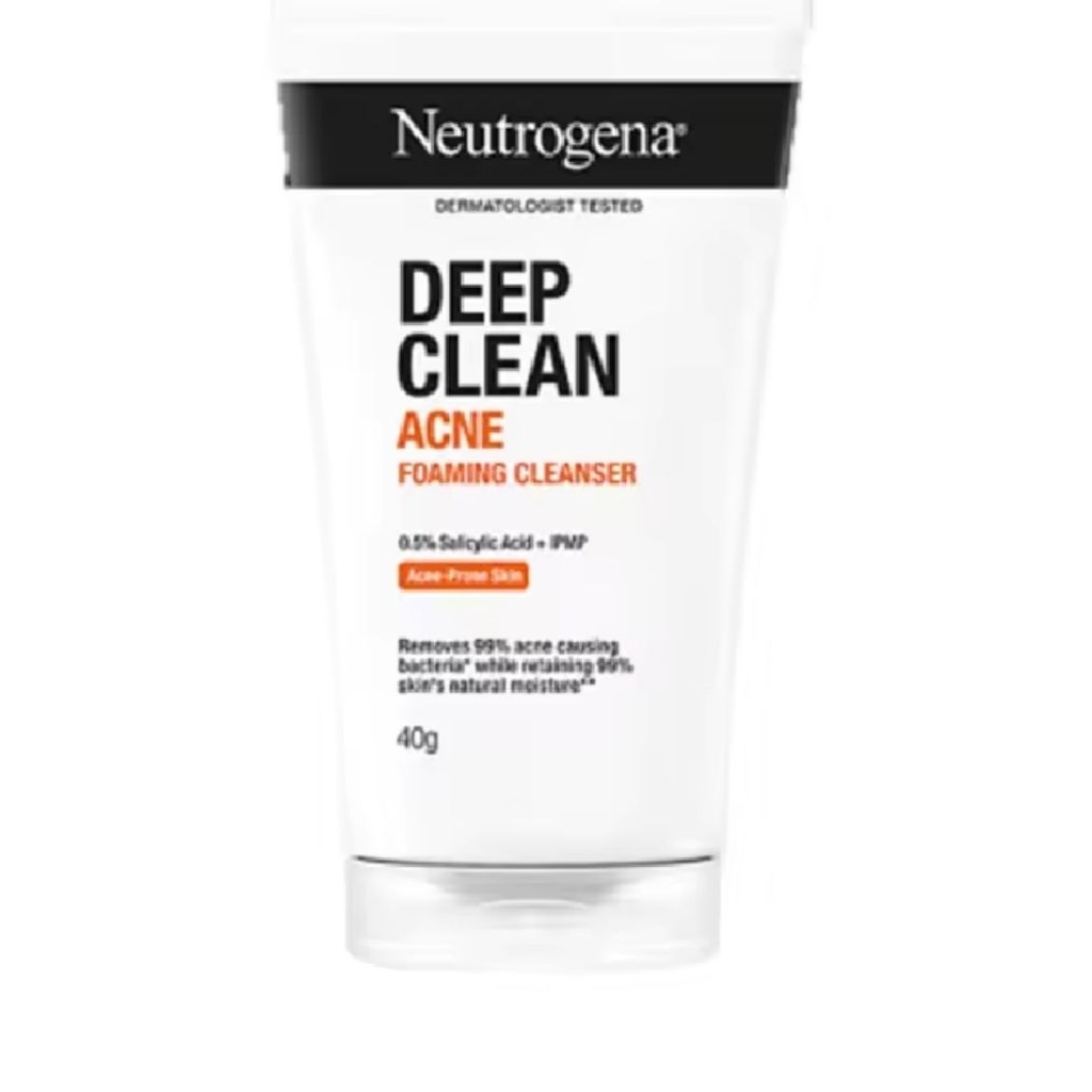 Neutrogena Deep Clean ACNE Foaming Cleanser 40 g. นูโทรจีนา ดีพ คลีน แอคเน่ โฟมมิ่ง คลีนเซอร์ โฟมล้างหน้า