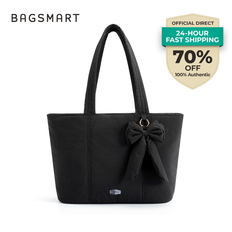 BAGSMART กระเป๋าเดินทาง Tote Bowknot ผู้หญิงกันน้ำน้ำหนักเบากระเป๋าไหล่ที่มีกระเป๋าด้านหน้า ราคา ถูกที่สุด ดีลบีเคเค