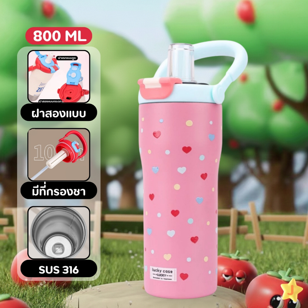 แก้วสแตนเลสเก็บความเย็น 316 ขนาด800ml มีหลอดดูดและมือจับให้ T01307 ราคา ถูกที่สุด ดีลบีเคเค แกลเลอรีภาพที่ 6