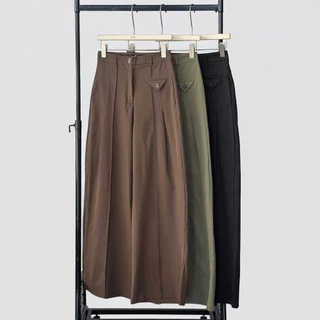 Atipashop - MODERN PANTS (#7235) กางเกงขายาว เอวสูง ดีเทลจีบหน้า ผ้าพรีเที่ยม สีพื้น มีหลายสี