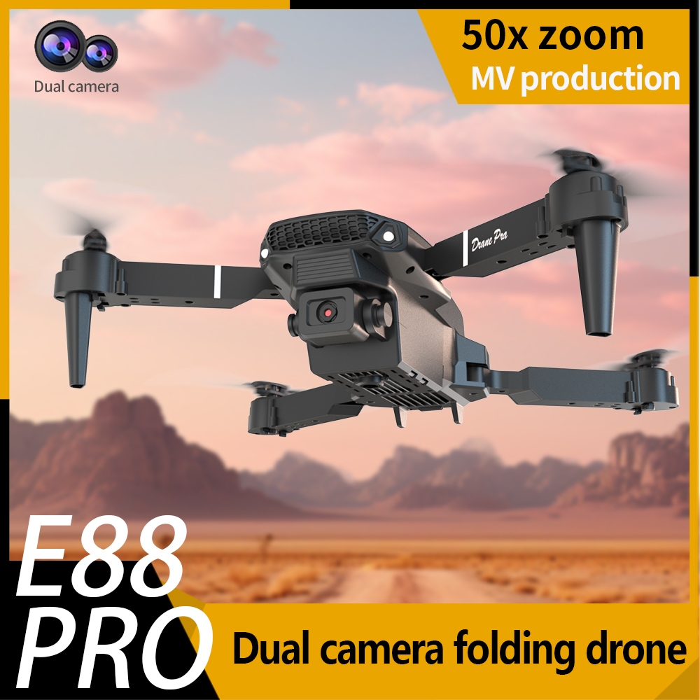 E88Pro ของเล่นโดรน Drone 4K HD ถ่ายภาพทางอากาศ Dual-Photo พับรีโมทคอนโทรลของเล่นเครื่องบิน   E99 UAV