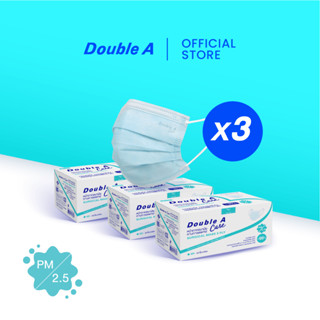 [3กล่อง 3PLY] Double A Care หน้ากากอนามัยทางการแพทย์ ชนิดยาง…