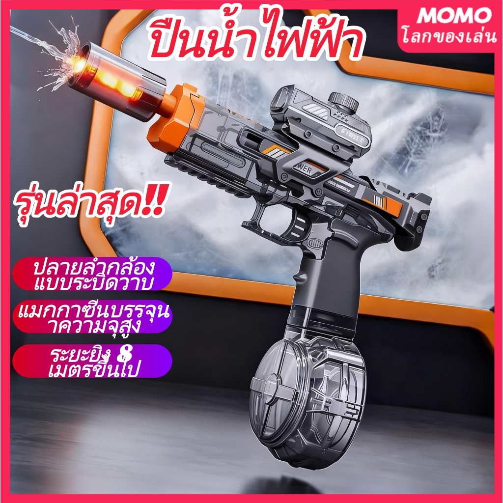 COD+จัดส่งทันที ปืนฉีดน้ํา auto ไฟ LED สุดเจ๋ง ถังน้ำ 400 มล พร้อมแบตเตอร ปืนเด็ก ปืนของเล่น ของสงกรานต์ ปืนน้ำไฟฟ้า