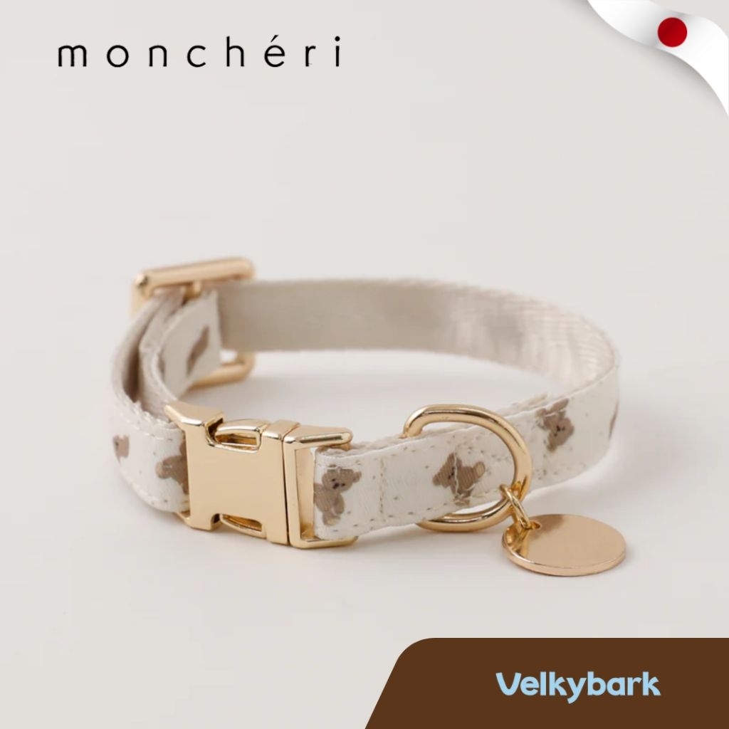 VELKYBARK [พร้อมส่ง] Moncheri🇯🇵 เซ็ต ปลอกคอสัตว์เลี้ยง พร้อมสายจูง