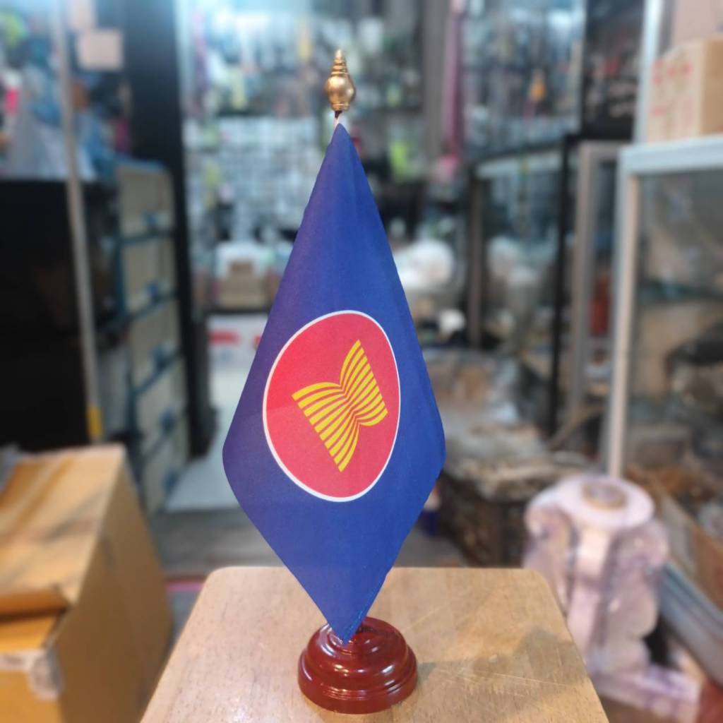 ASEAN อาเซียน ธง ธงเดี่ยว ธงตั้งโต๊ะ International Flag ขนาด 14×20cm ไรท์สาระกับครูแว่น Tec40store