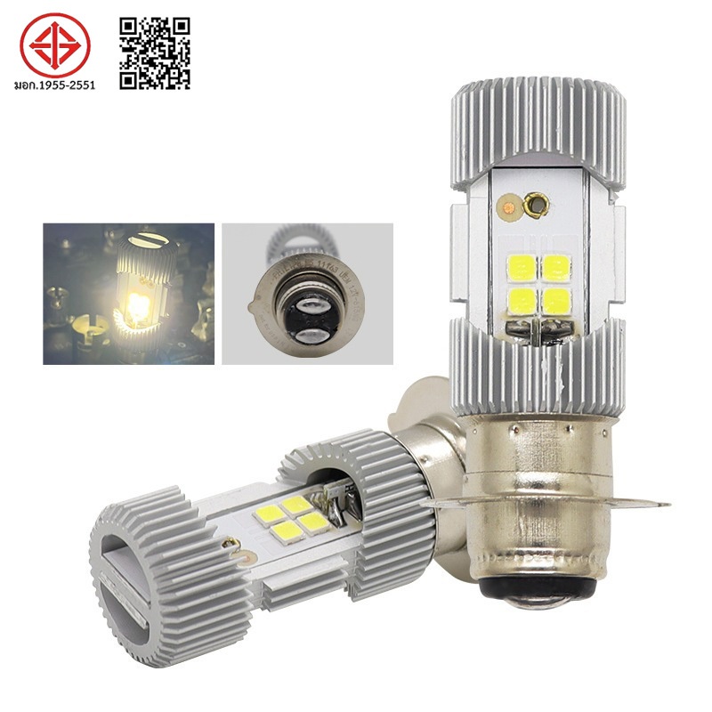 COD 100%หลอดไฟหน้าLED-HL (M5) แป้นเล็กT19 สำหรับรถที่ใช้แป้นเล็ก เช่น WAVE125, CLICK, MIO (1หลอด) กล่องสีม่วง