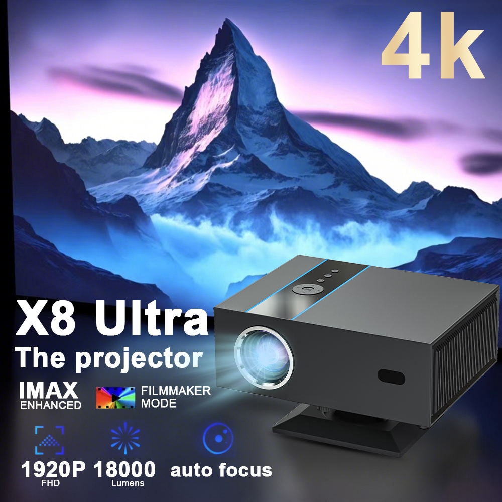 FINTEXPro X8 4K 900 ANSI 18000Lumens AutoFocus การอัพเกรดที่ครอบคลุม โปรเจคเตอร์ปรับโฟกัสอัตโนมัติบ้