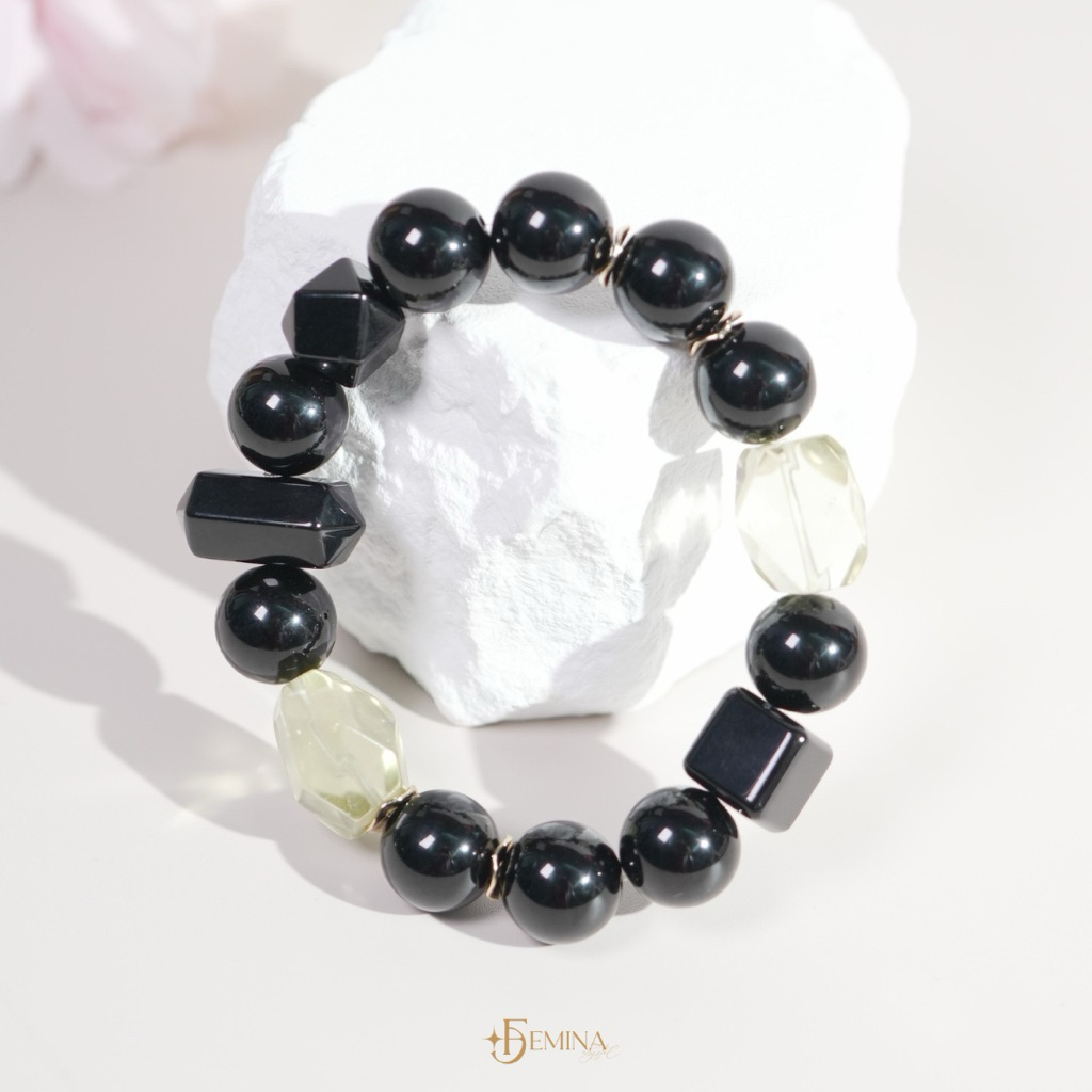 Maxican Tektite x Libyan Desert Glass l Femina Crystal