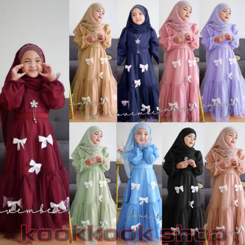 🚛ส่งฟรี+โค้ดลดสุดคุ้ม✅✅มาใหม่!! ชุดเดรสเด็กผู้หญิงอิสลาม ชุดเดรสเด็กผู้หญิง มุ้งโบว์