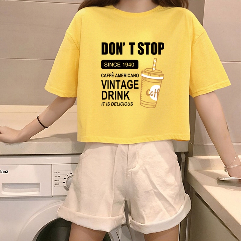 เสื้อครอปสาวอวบน่ารัก oversize เสื้อผ้าคนอ้วนไซส์ใหญ่ เสื้อยืดแขนสั้นแบบหลวมผู้หญิงแฟชั่นมาใหม่สวยๆ สกรีนลายวินเทจ ลำลอง - รูปที่ 5