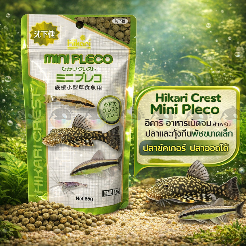 Hikari Crest Mini Pleco ฮิคาริ อาหารเม็ดจมสำหรับปลาและกุ้งกินพืชขนาดเล็ก ปลาซัคเกอร์  ปลาออตโต้