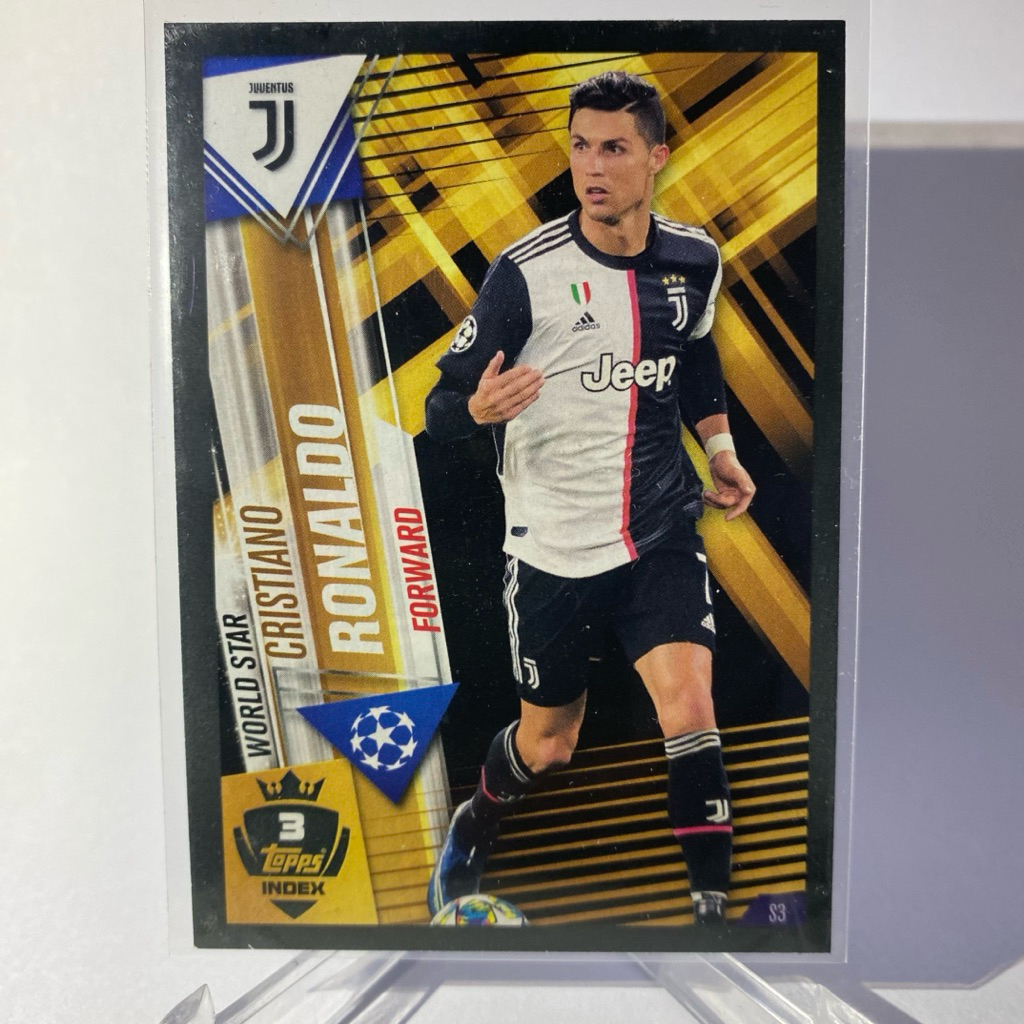 การ์ดนักกีฬาฟุตบอล CRISTIANO RONALDO , CR7, JUVENTUS, WORLD STAR, 3 TOPPS INDEX, TOPPS MATCH ATTAX