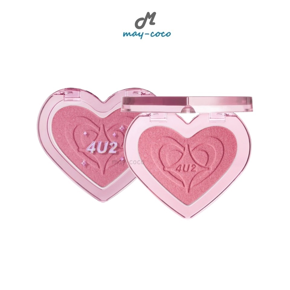 ถูก/แท้/มีไลฟ์ (2 ชิ้น 199.-) บลัชออน 4U2 Heart Blush บลัชหัวใจ บลัชออนติดแกลม ปัดแก้ม ทาแก้ม ชิมเมอ