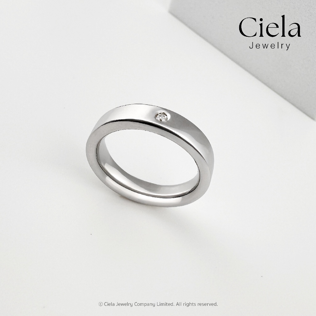 𝐂𝐢𝐞𝐥𝐚 𝐉𝐞𝐰𝐞𝐥𝐫𝐲 แหวนเกลี้ยง / แหวนปลอกมีด พร้อมเพชรแท้ Lab Grown (CVD) 0.03 CT | Silver92.5 ชุบโรเดียม - รูปที่ 4