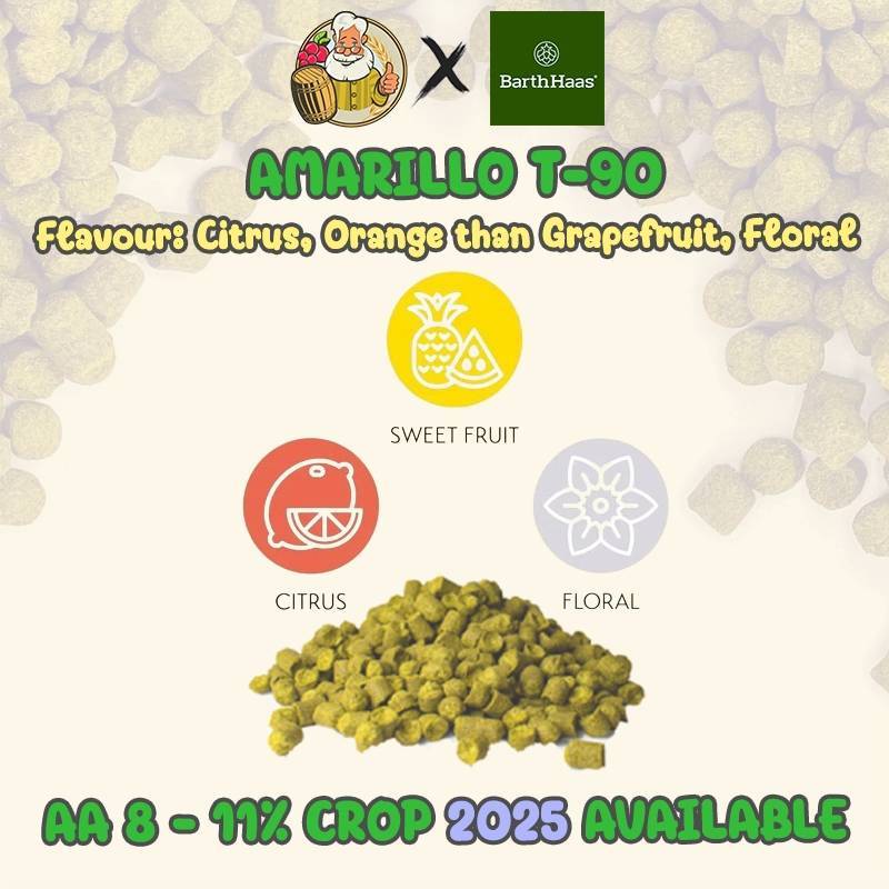 ฮอปส์อามาริลโล Amarillo® (US) PELLET HOPS (T90) Crop Year 2025 hops Amarillo hopT90 hops