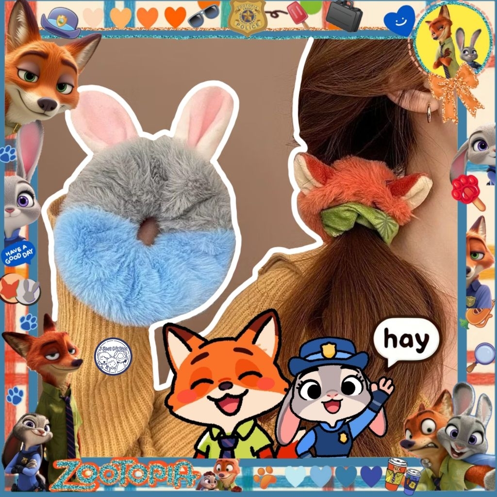พร้อมส่ง💙ยางรัดผม NICK&JUDY🤎น่ารักๆ จาก Crazy Animal City 🐰🦊 Zootopia ยางรัดผมการ์ตูน ตุ๊กตา น่ารักๆ