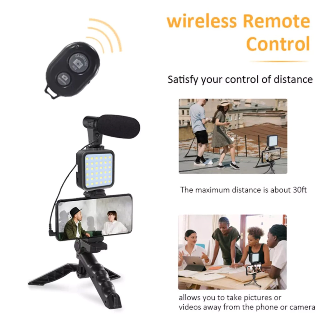 AY-49 Smartphone Vlogging Studio Kit เซ็ตขาตั้งไมค์ไฟ LED สำหรับถ่ายวิดีโอ thumbnail 5