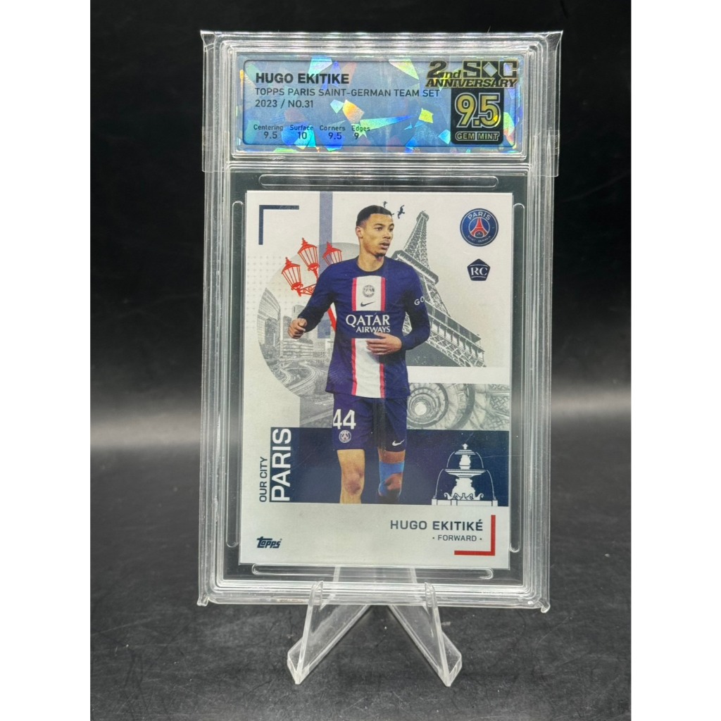 **Hugo Ekitike 2023 Topps PSG Team Set #31 RC Rookie Paris Saint-Germain เกรด SQC 9.5 Gem Mint**