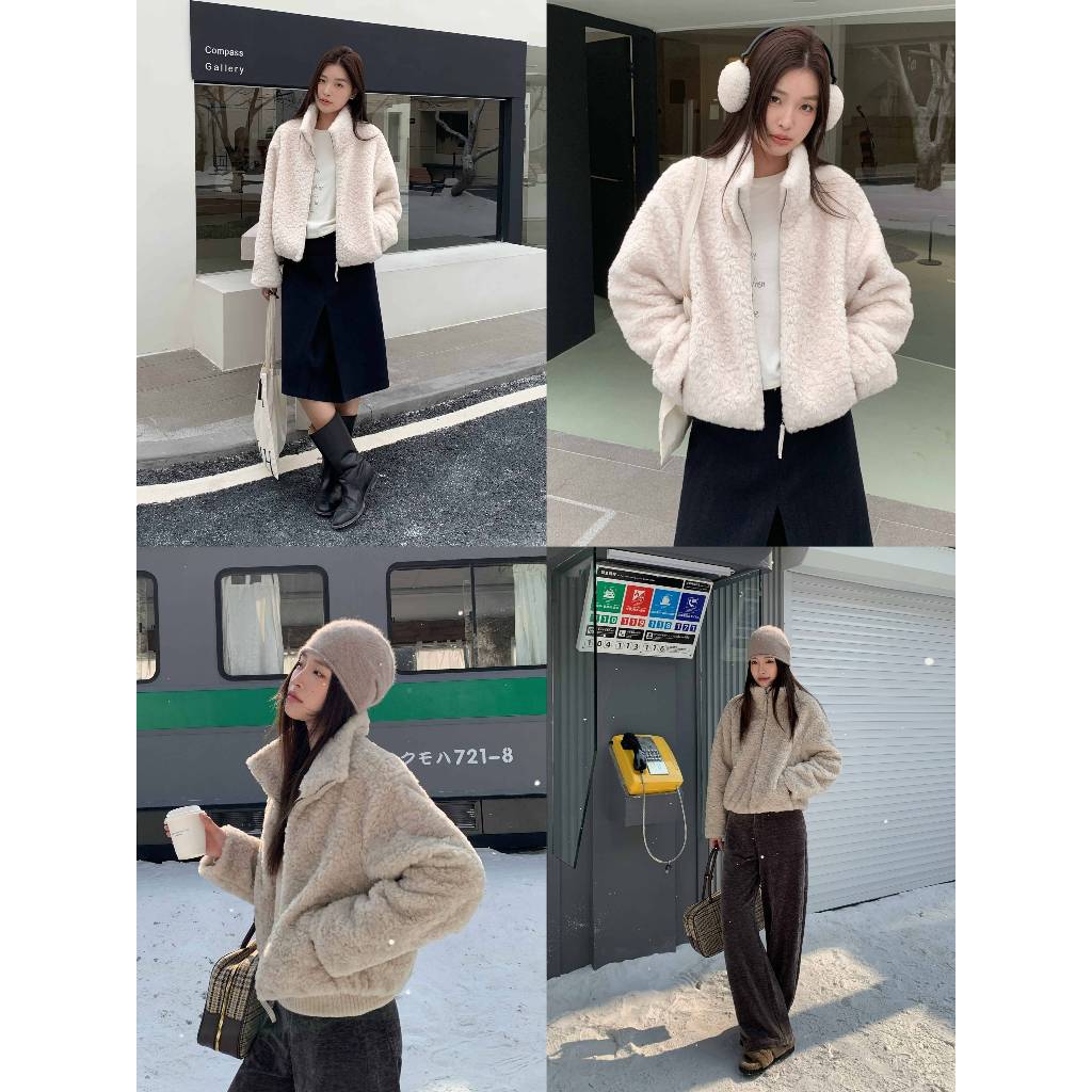 INBYIN - แจ็คเกตขนนุ่มคอปีน(เหมาะกับ5องศา++) HIGH-NECK TEDDY JACKET - D7908