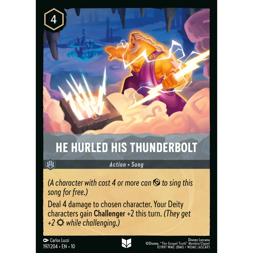 197/204 En 10 He Hurled His Thunderbolt UC Song Single Card Disney LORCANA ENG [Ravensburger]