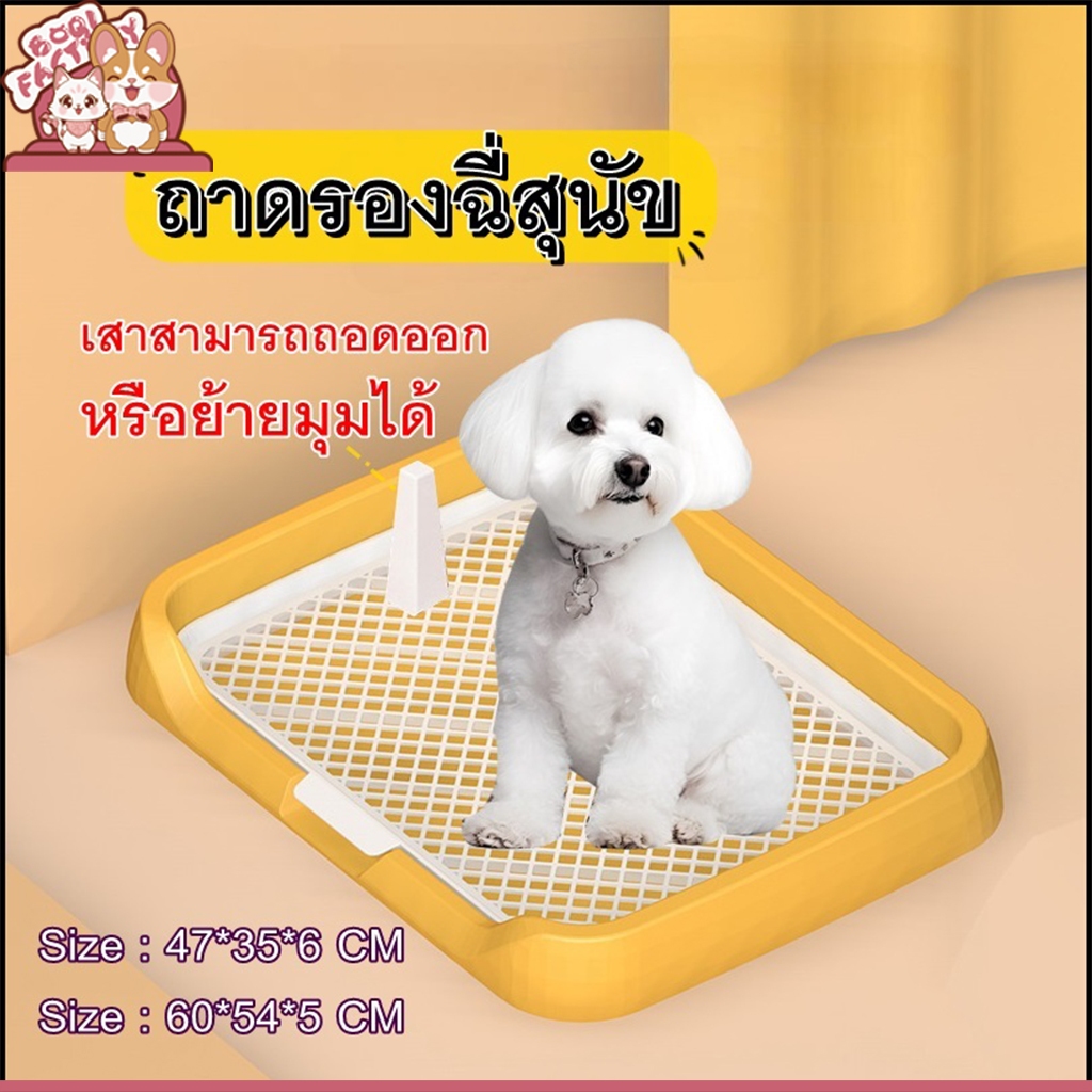 Boqi Factory ห้องน้ำสุนัข ขนาดใหญ่ ถาดรองฉี่สุนัข แถมเสา มีตะแกรงรองถาด OMD Tolit