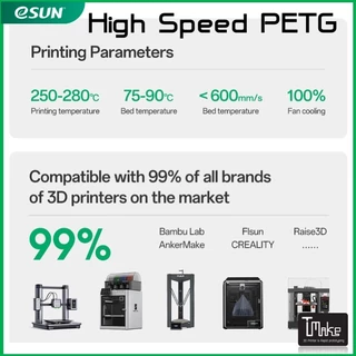 eSUN PETG+HS High Speed Filament Fast Strong & Chemical Resistant 1.75 mm 3D Filament 1KG