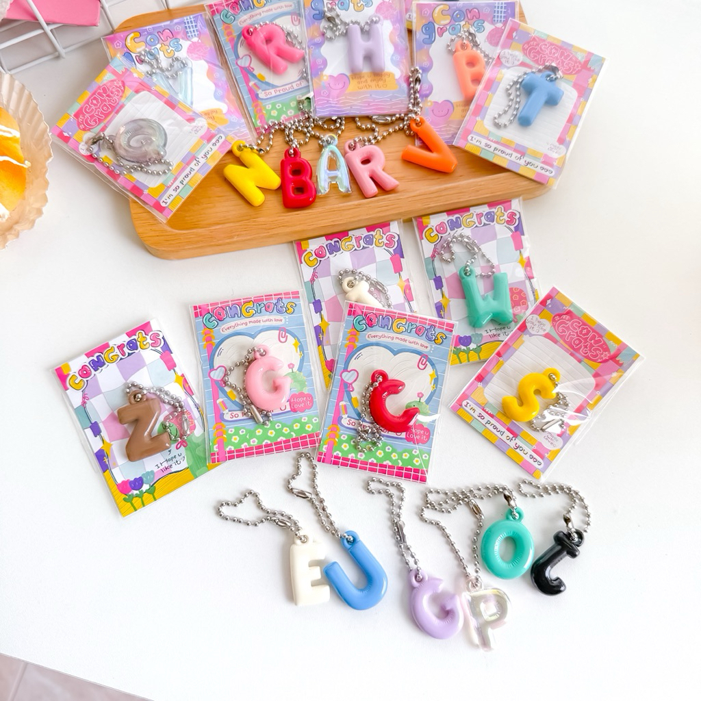 พวงกุญแจตัวอักษรคละสี+การ์ด ของขวัญปัจฉิม ของขวัญให้เพื่อน Giveaway ของDIY - รูปที่ 4