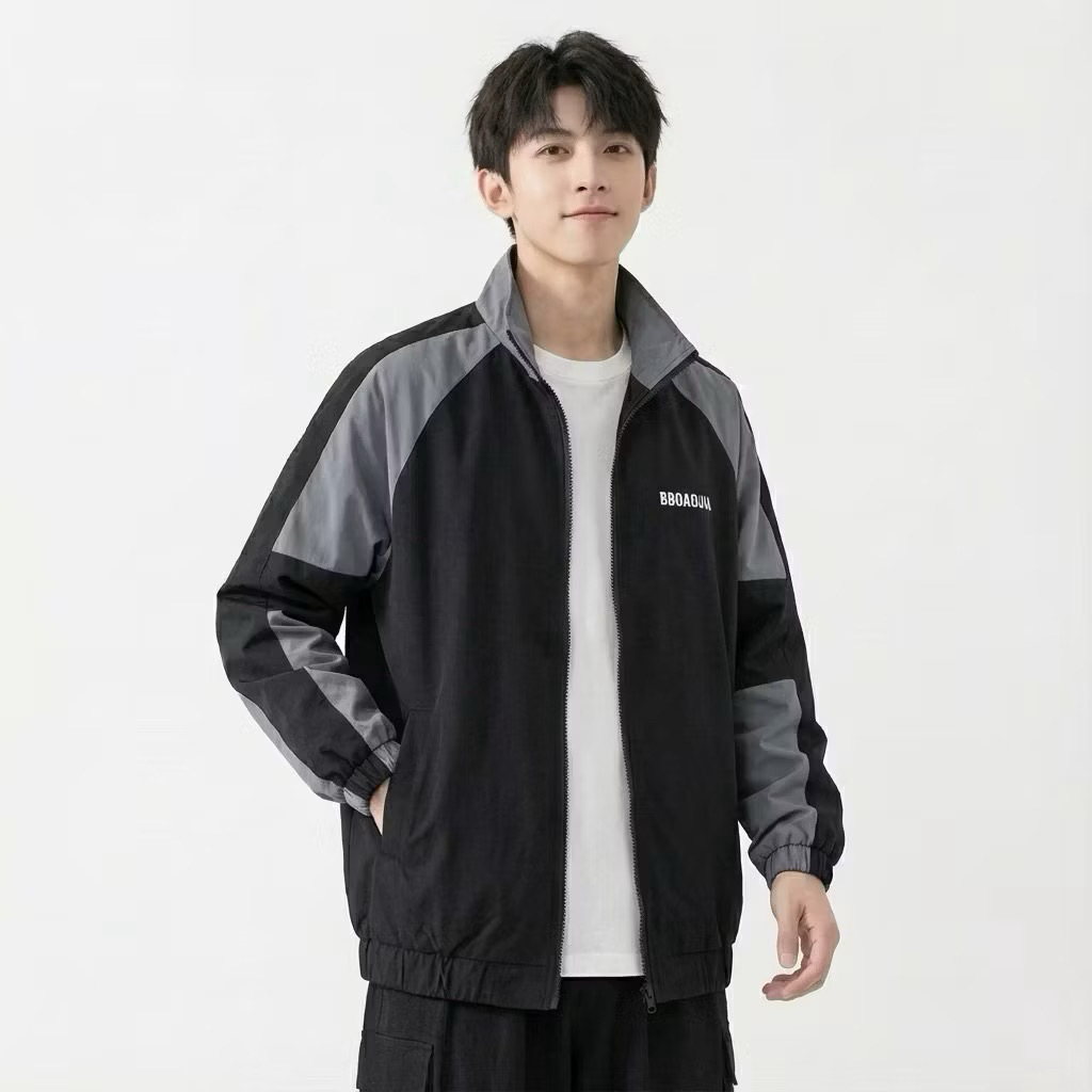 เสื้อแจ็คเก็ตผ้าร่ม แขนยาว ทรงหลวม Unisex สไตล์เกาหลี กันลม มีซิปหน้า ใส่เที่ยว ใส่ทำงานได้ ใส่สบายทุกฤดู (เบสบอล2)