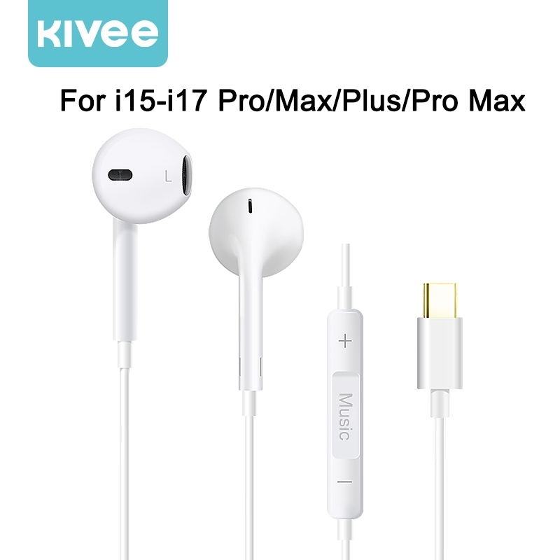 KIVEE หูฟัง i17 Type c เสียงดี มีไมโครโฟนในตัว สำหรับ ios Android i15 i16 i17