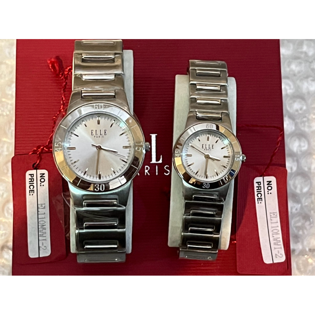 นาฬิกาคู่ ชาย-หญิง ยี่ห้อ ELLE มือสองญี่ปุ่น (สภาพ 99%) คัดพิเศษ ของแท้จากญี่ปุ่น 100% ข้อมือ 20 ซม.