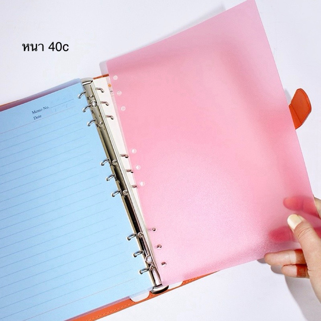 <พร้อมส่ง> ปกสมุด 4รู -6รู -9รู 🩷💚 แบบบาง  A5, B5, A4 1แพ็ค2ชิ้น ,ปกสมุดพลาสติก สมุดรีฟิว ปก เติมไส้ - รูปที่ 2