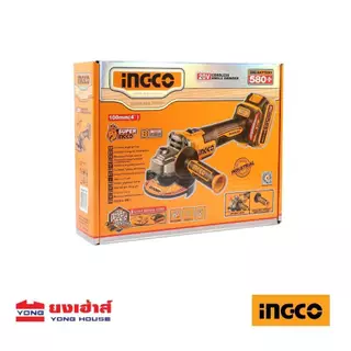 INGCO เครื่องเจียร์ไร้สาย 20 โวลต์ 4 นิ้ว รุ่น CAGLI261021 (900W) ครบชุด