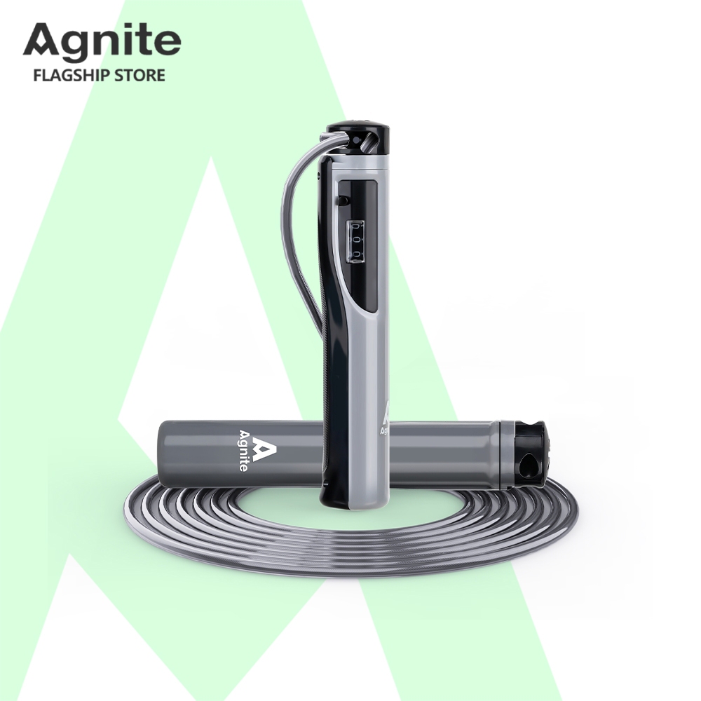 Agnite เชือกกระโดด เชือกกระโดดนักมวย หน้าปัดนับรอบ ปรับระดับสายได้ ด้ามจับกระชับมือ Jump Rope