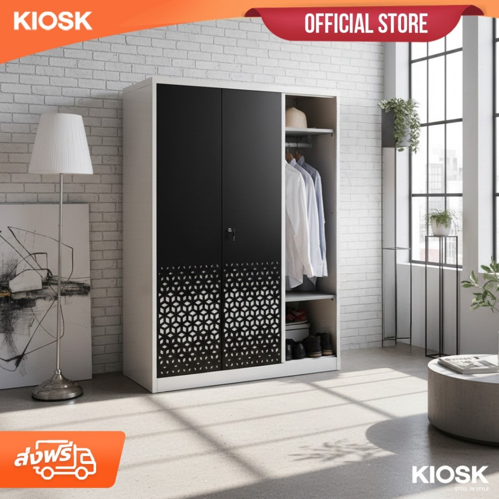 [จัดส่งพร้อมติดตั้งฟรี] KIOSK ตู้เสื้อผ้ารุ่น KUM 2บานประตู