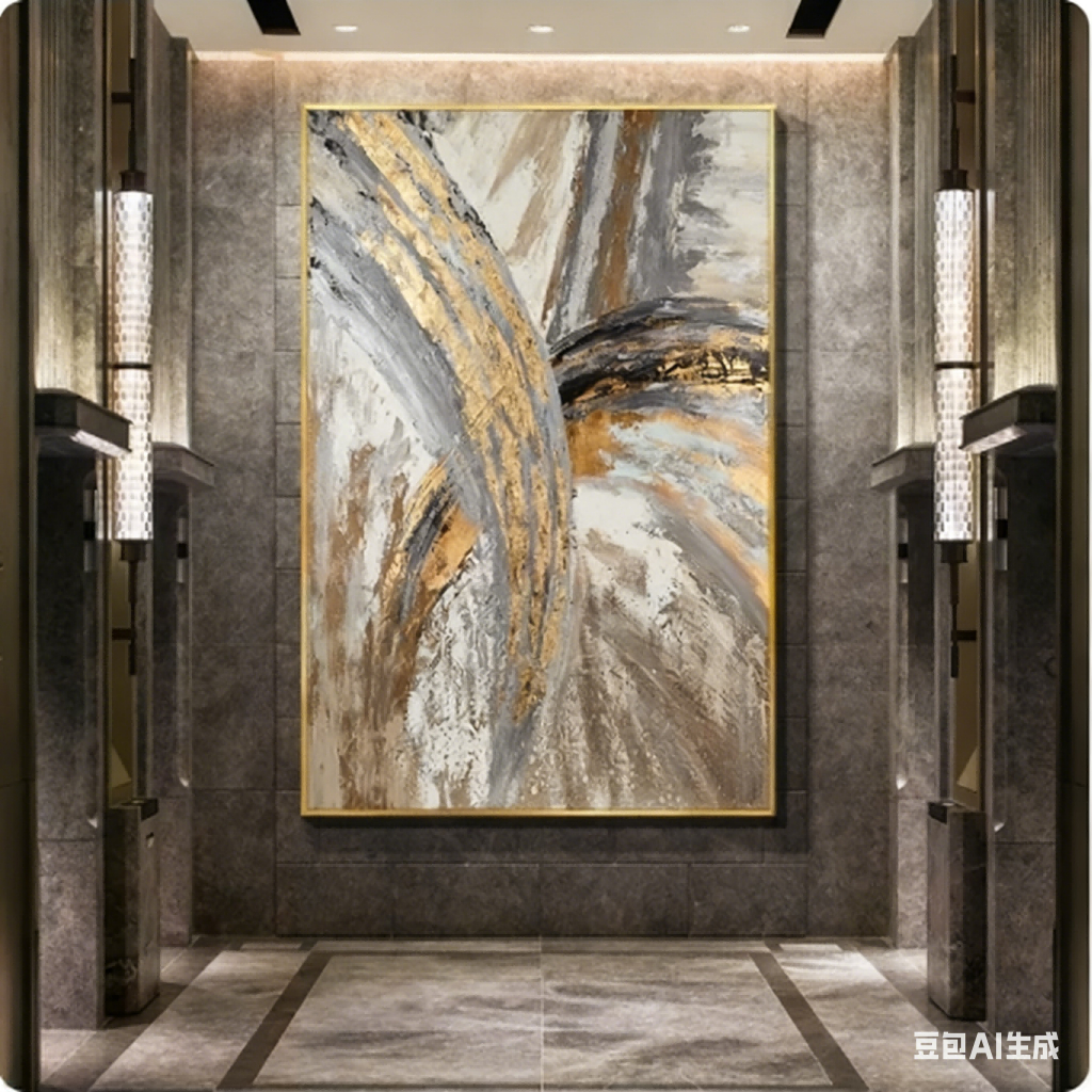 Printing canvas painting abstract imitation poster printing canvas painting black gold gray modern l