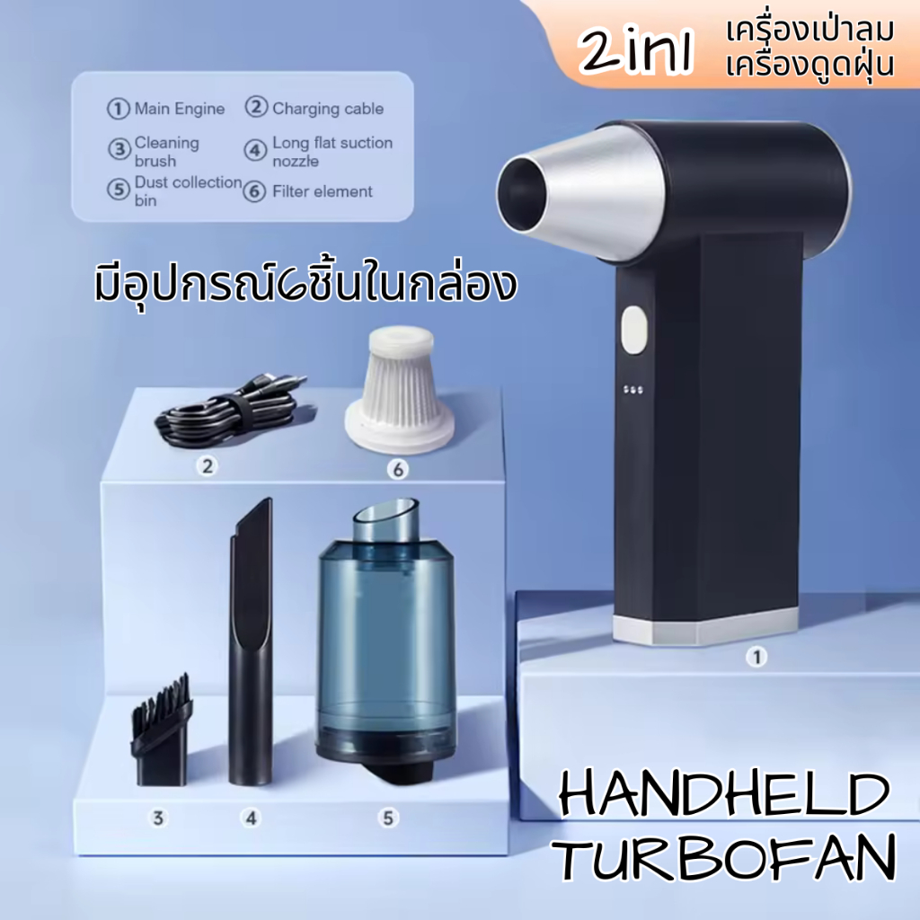 เครื่องดูดฝุ่นในรถ แบบพกพาไร้สาย เครื่องเป่าลมพกพา เครื่องดูดฝุ่นแรงๆ พัดลมมินิเทอร์โบประสิทธิภาพสูง 150000 RPM