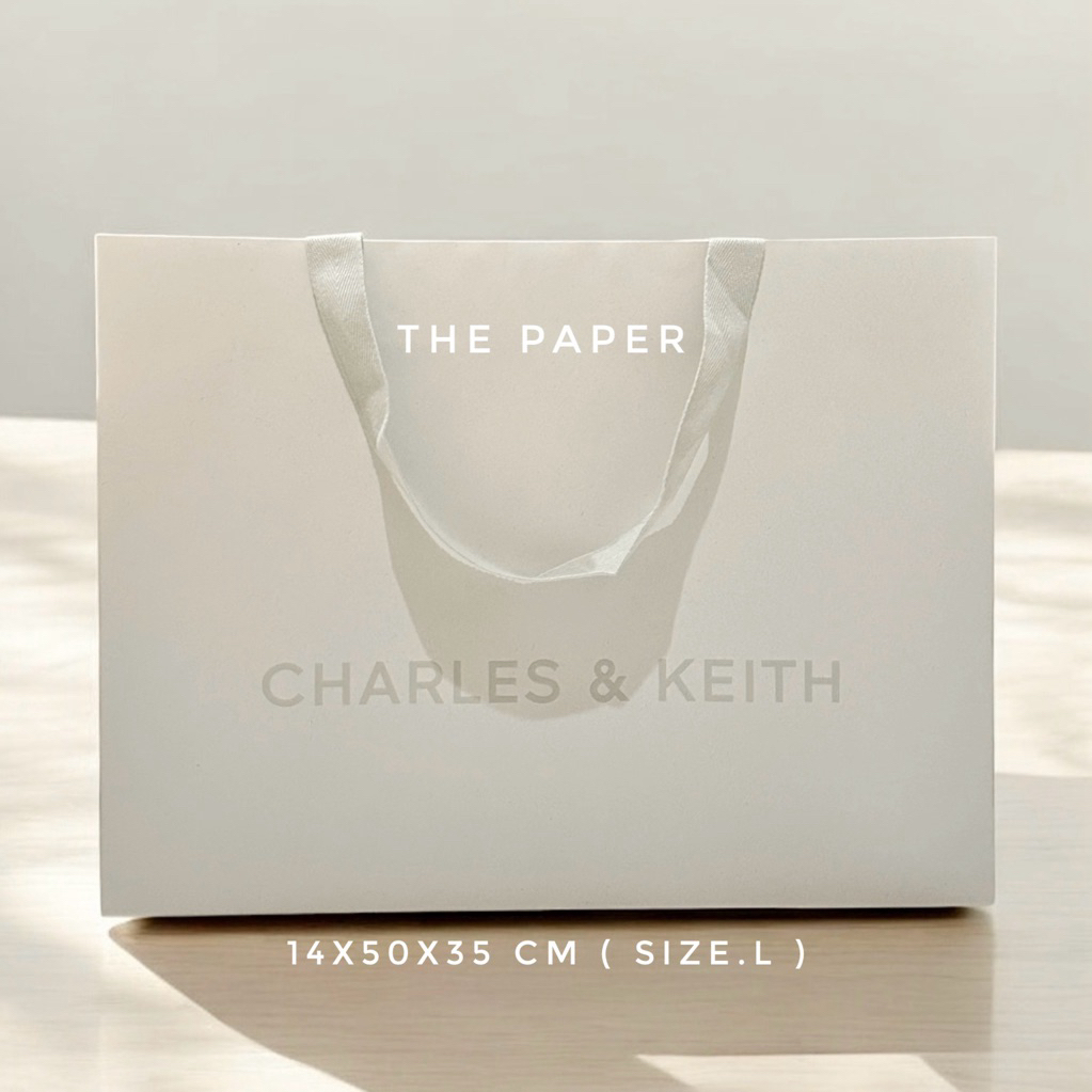 ถุงกระดาษแบรนด์ L. ( 1 แถม1 )  Charles & Keith 14 x50 x 35 cm ( size.L )