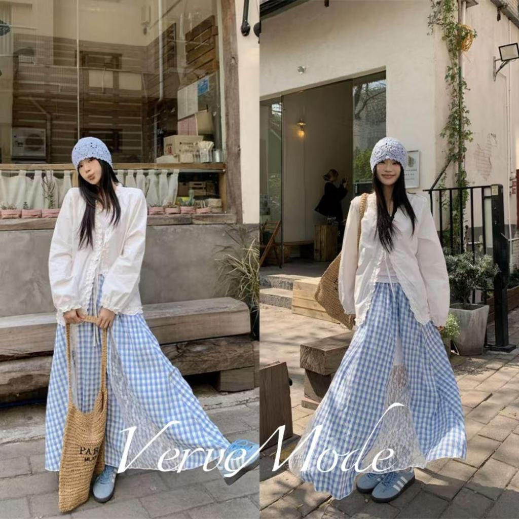 VerveMode.🍓จัดส่งในประเทศไทย🍓กระโปรงผ้าลายสก็อตลูกไม้สไตล์เกาหลีสวยงามไม่ซ้ำใครสำหรับผู้หญิงในช่วงฤดูร้อนใหม่กระโปรงทรงห