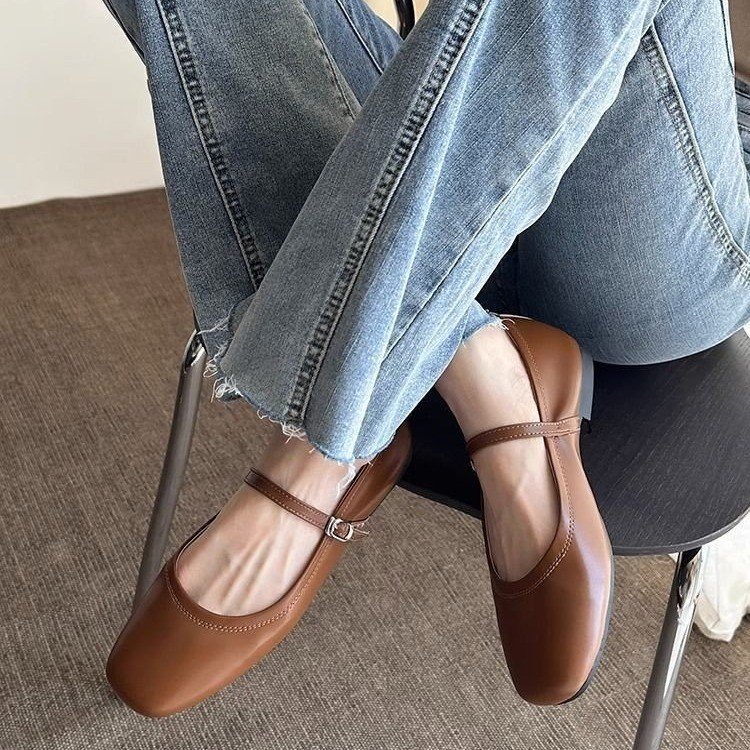 NEW ❤รองเท้าส้นแบนผู้หญิง รองเท้าแมรี่เจน นุ่ม สบาย สีขาว สีน้ำตาล สีดำ size35-40