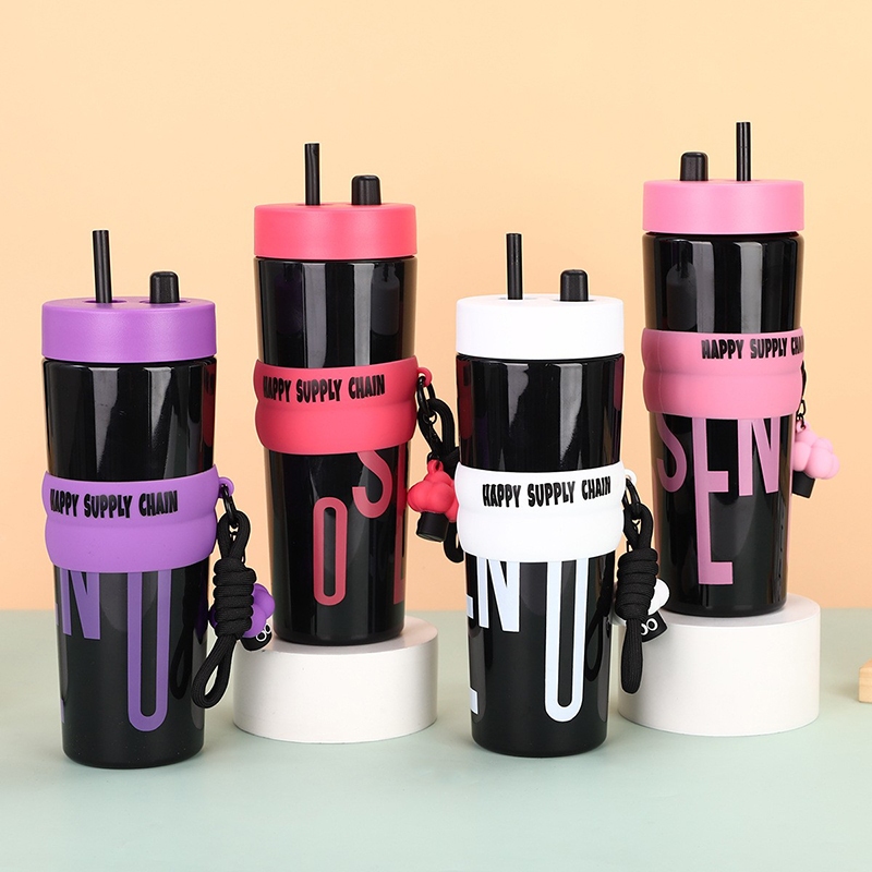 HAN แก้วเก็บความเย็น 700ML รุ่นมีหูหิ้วมีหลอด 304 เก็บความร้อน สแตนเลส พร้อมหลอด ของแท้