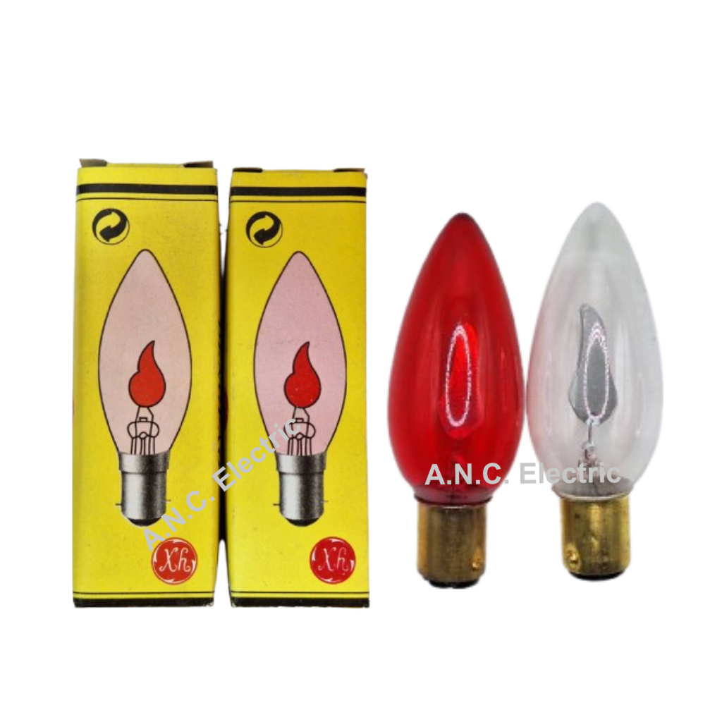 หลอดจำปาเต้น 1W จำปาแดง จำปาใส B15 220-240V หลอดไฟศาลเจ้า