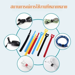 30pcs /60pcs เทปรัดสายไฟ Tสายรัดเวลโครรูปตัว สําหรับจัดเก็บสายเคเบิ้ล ใช้ซ้ําได้ ที่รัดสายไฟ